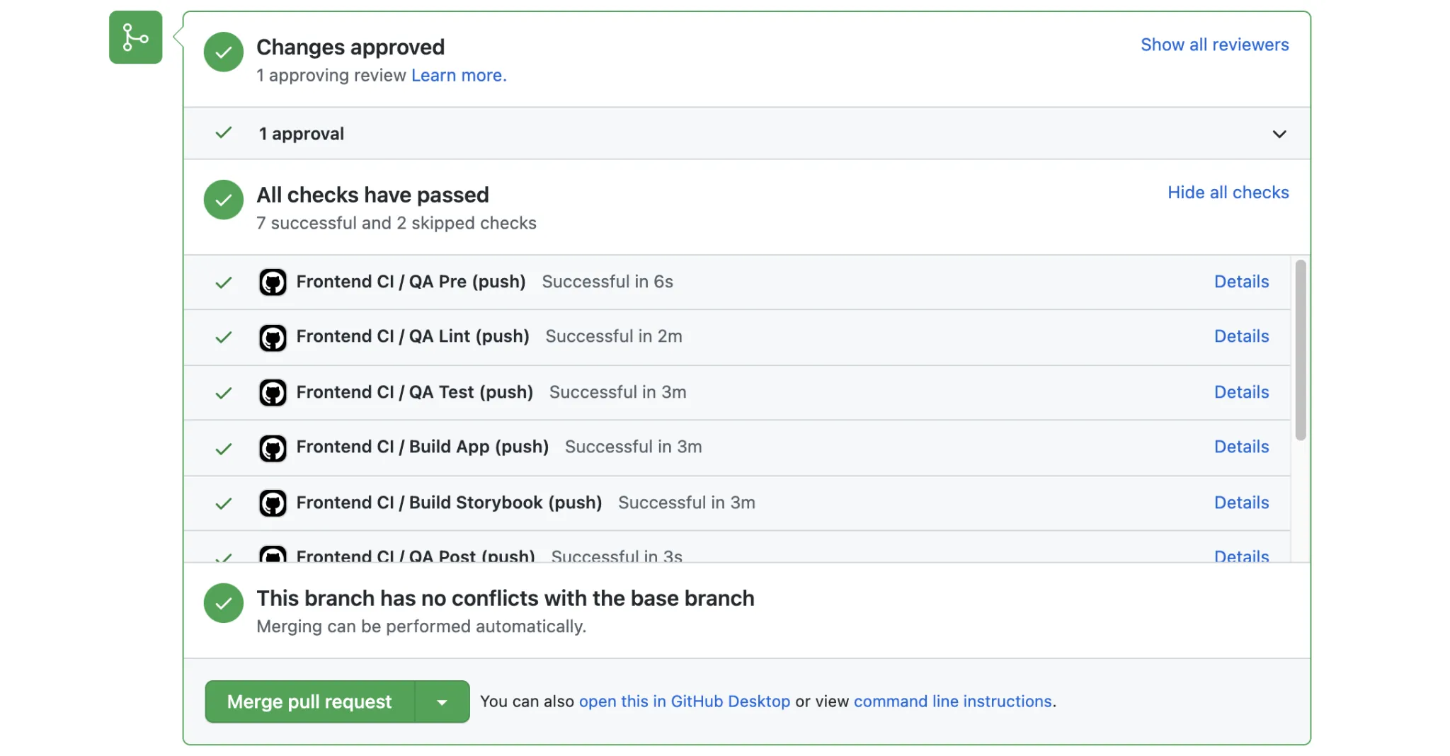 GitHub pull request checks for Swarmia's frontend repository GitHub pull request checks for Swarmia's frontend repository