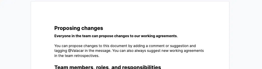 Proposing changes section of a working agreement in Google Docs Proposing changes section of a working agreement in Google Docs