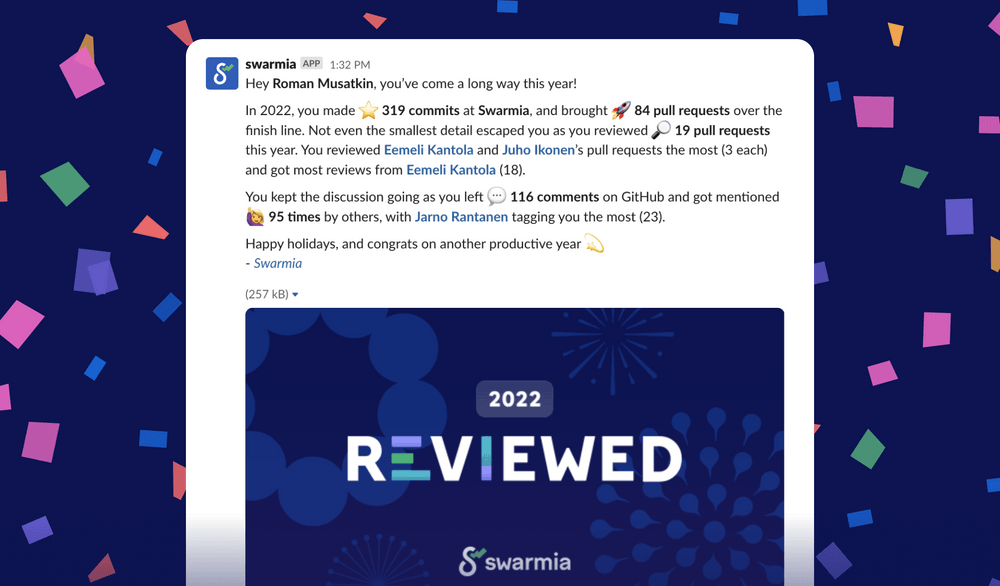2022 in review ping on Slack