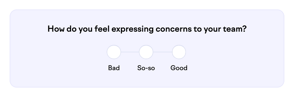 How do you feel expressing concerns to your team? (Bad/So-so/Good)